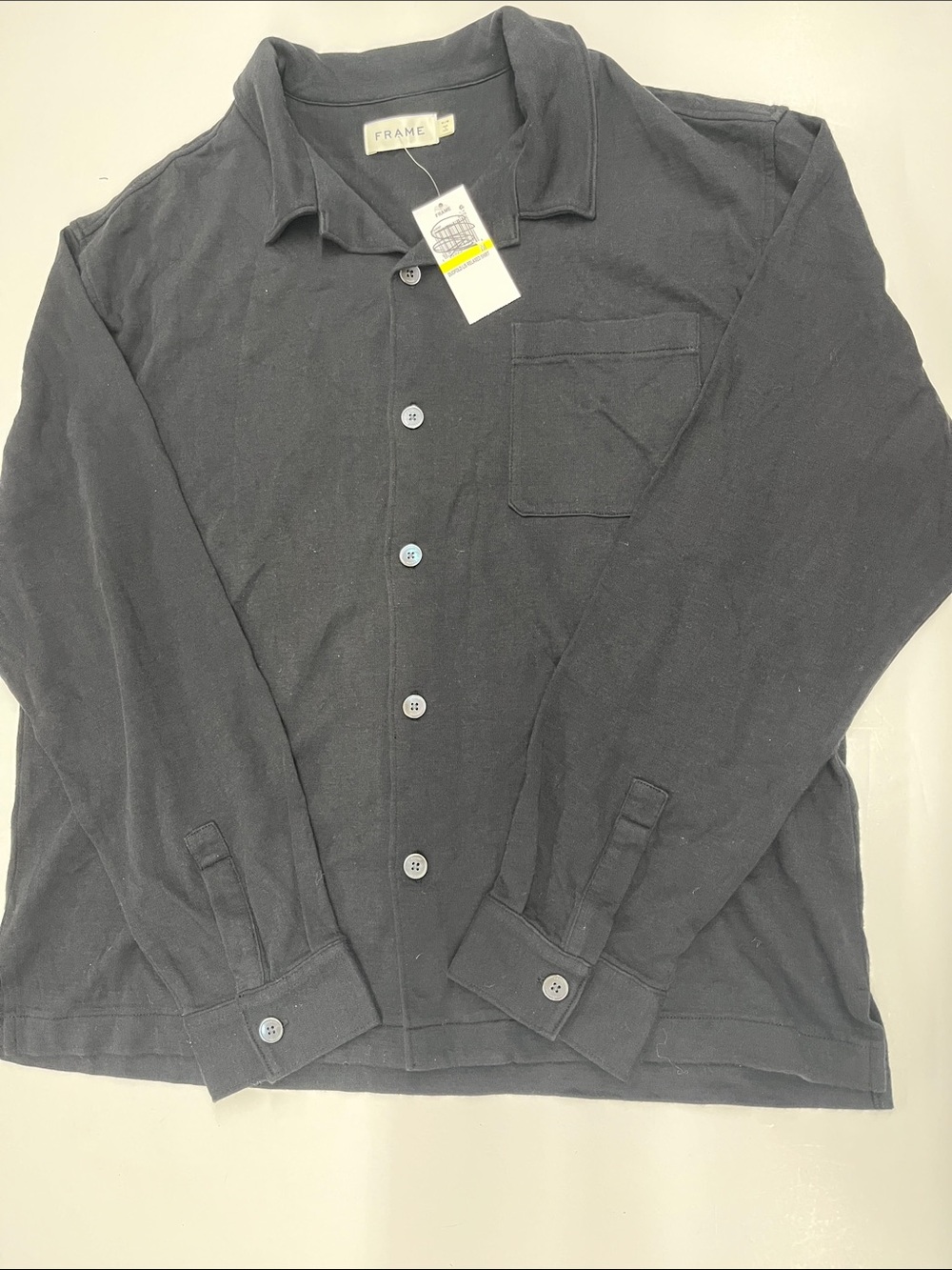 NEW FRAME Men’s Duo Fold Relaxed Shirt in Black Size Medium